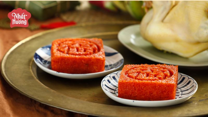 Công thức Xôi Gấc và Nhân Đậu Xanh chuẩn vị Tết cho mâm cúng giao thừa 1 Xôi gấc với sắc đỏ may mắn trong mâm cúng ngày Tết