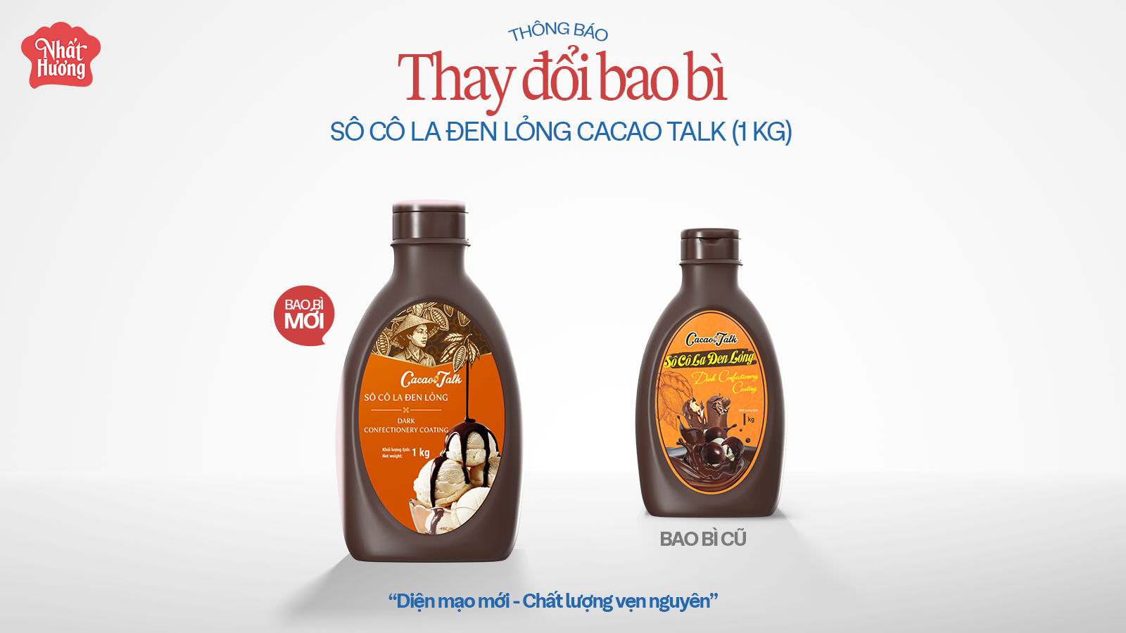 THÔNG BÁO: THAY ĐỔI BAO BÌ SẢN PHẨM SÔ CÔ LA ĐEN LỎNG CACAO TALK