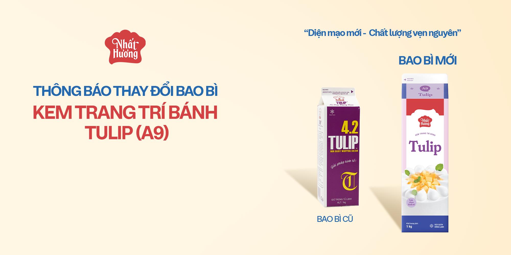 THAY ĐỔI BAO BÌ SẢN PHẨM KEM TRANG TRÍ BÁNH TULIP