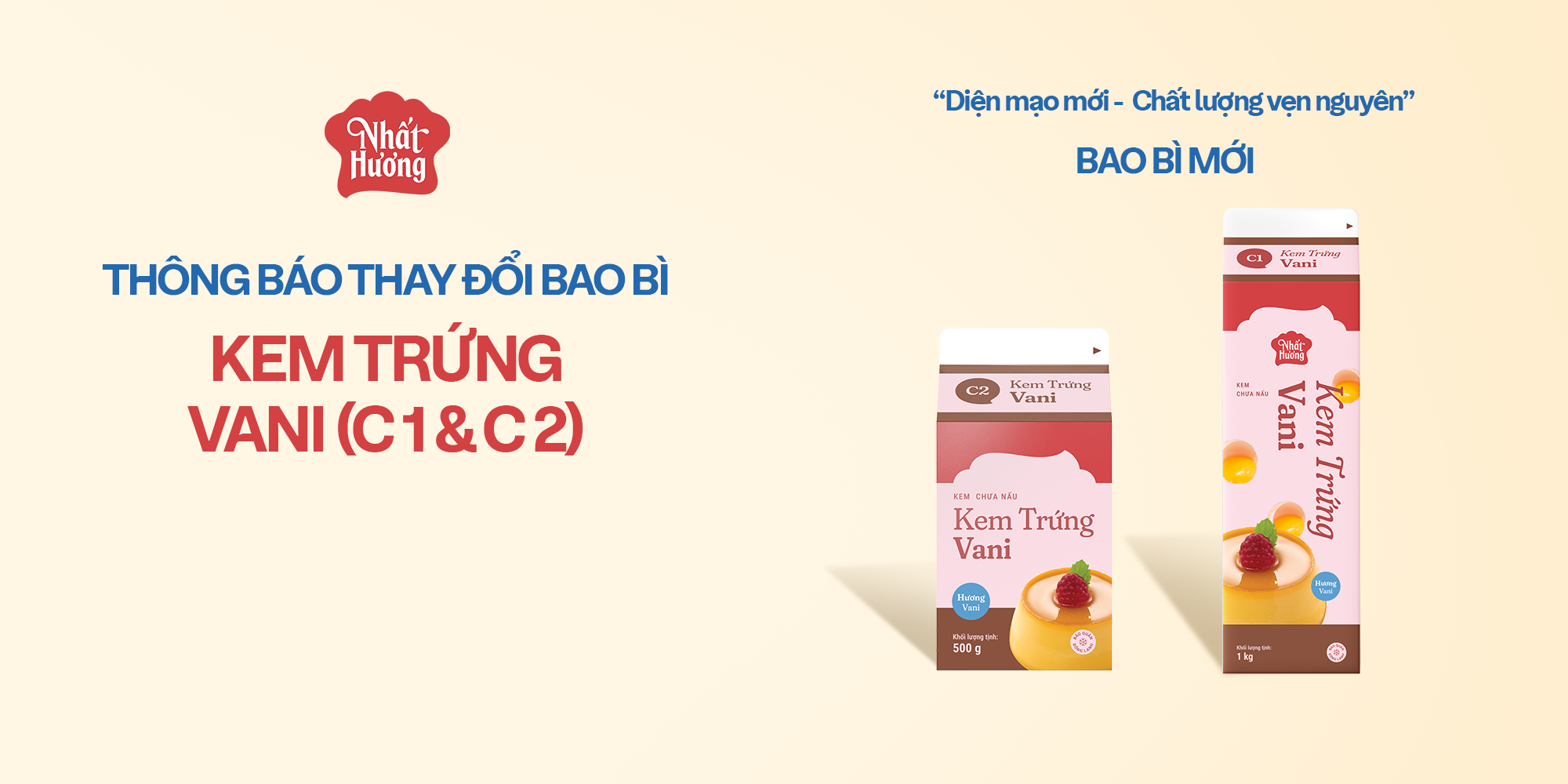 THAY ĐỔI BAO BÌ SẢN PHẨM KEM TRỨNG VANI NHẤT HƯƠNG