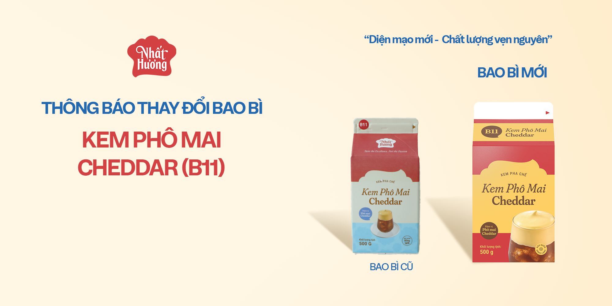 THAY ĐỔI BAO BÌ SẢN PHẨM KEM PHÔ MAI CHEDDAR