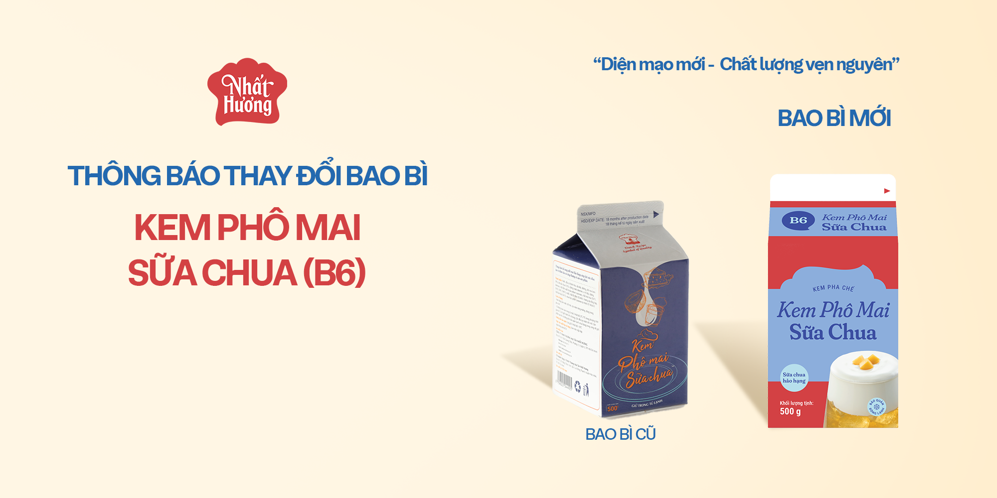 THAY ĐỔI BAO BÌ SẢN PHẨM KEM PHÔ MAI SỮA CHUA