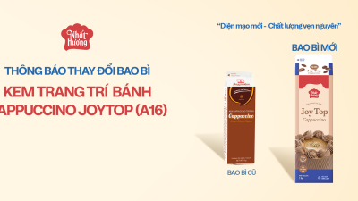 THAY ĐỔI BAO BÌ SẢN PHẨM KEM TRANG TRÍ BÁNH CAPPUCCINO JOY TOP