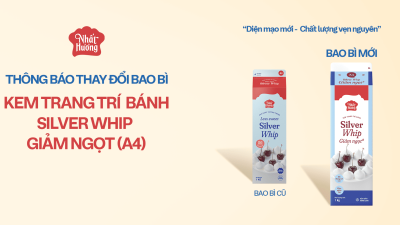 THAY ĐỔI BAO BÌ SẢN PHẨM KEM TRANG TRÍ BÁNH SILVER WHIP GIẢM NGỌT NHẤT HƯƠNG