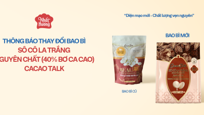 THAY ĐỔI BAO BÌ SẢN PHẨM SÔ CÔ LA TRẮNG NGUYÊN CHẤT (40% BƠ CACAO)