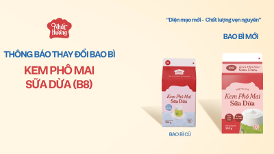 THAY ĐỔI BAO BÌ SẢN PHẨM KEM PHÔ MAI SỮA DỪA