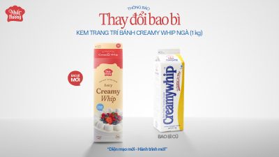 THÔNG BÁO: THAY ĐỔI BAO BÌ SẢN PHẨM KEM TRANG TRÍ BÁNH CREAMY WHIP NGÀ NHẤT HƯƠNG